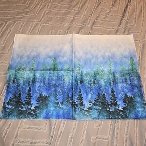 Forest Print Table Runner in Blue and Green